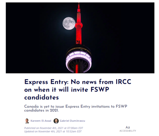 加拿大尚未向2021年的FSWP候选人进行EE快速通道邀请。.png